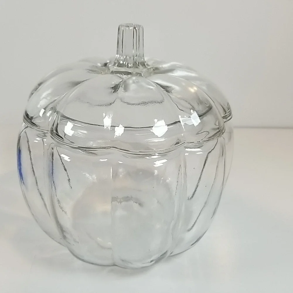 Jar with Lid Clear Glass Pumpkin Shape 70 oz. Anchor Hocking